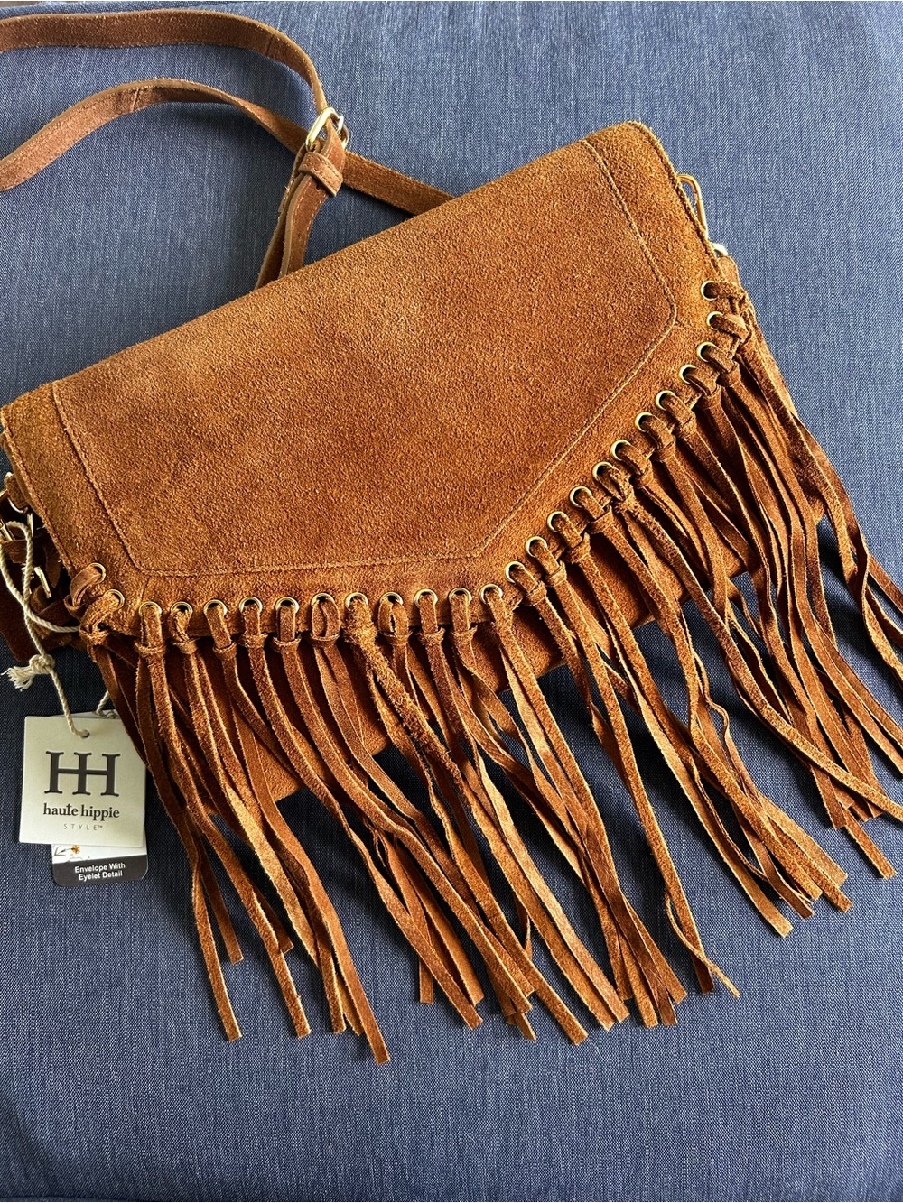 Haute Hippie Brown Suede Fringe Crossbody Bag